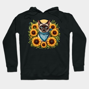 Floral Siamese - A Cat in Full Bloom Hoodie